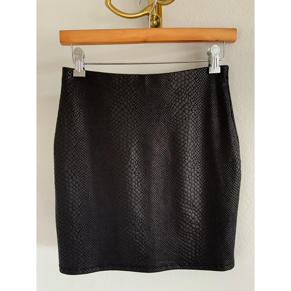Windsor Faux Crocodile Black Mini Skirt